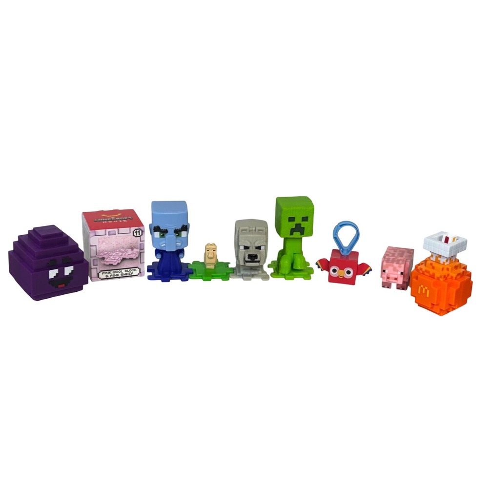 McDonalds Minecraft Movie Happy Meal Toy Lot Kids 8pc Modular Figures Multicolor